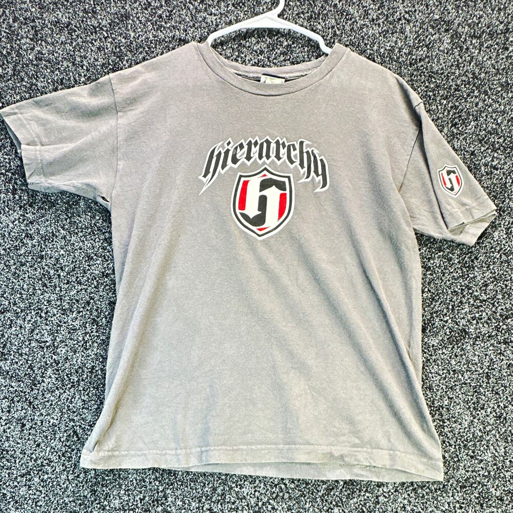 Hierarchy Men's Gray Logo Graphic Print Crew Neck Short Sleeve Knit T-Shirt S